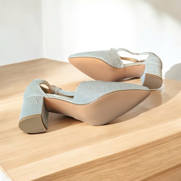 IDIFU Silver Glitter Block Heels | Cross Strap Party Shoes | Size 7.5 - Picture 5 of 12